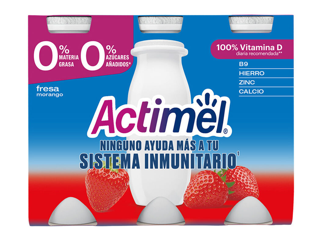 PROBI&Oacute;TICO ACTIMEL MORANGO 0% 6X100G image number 0