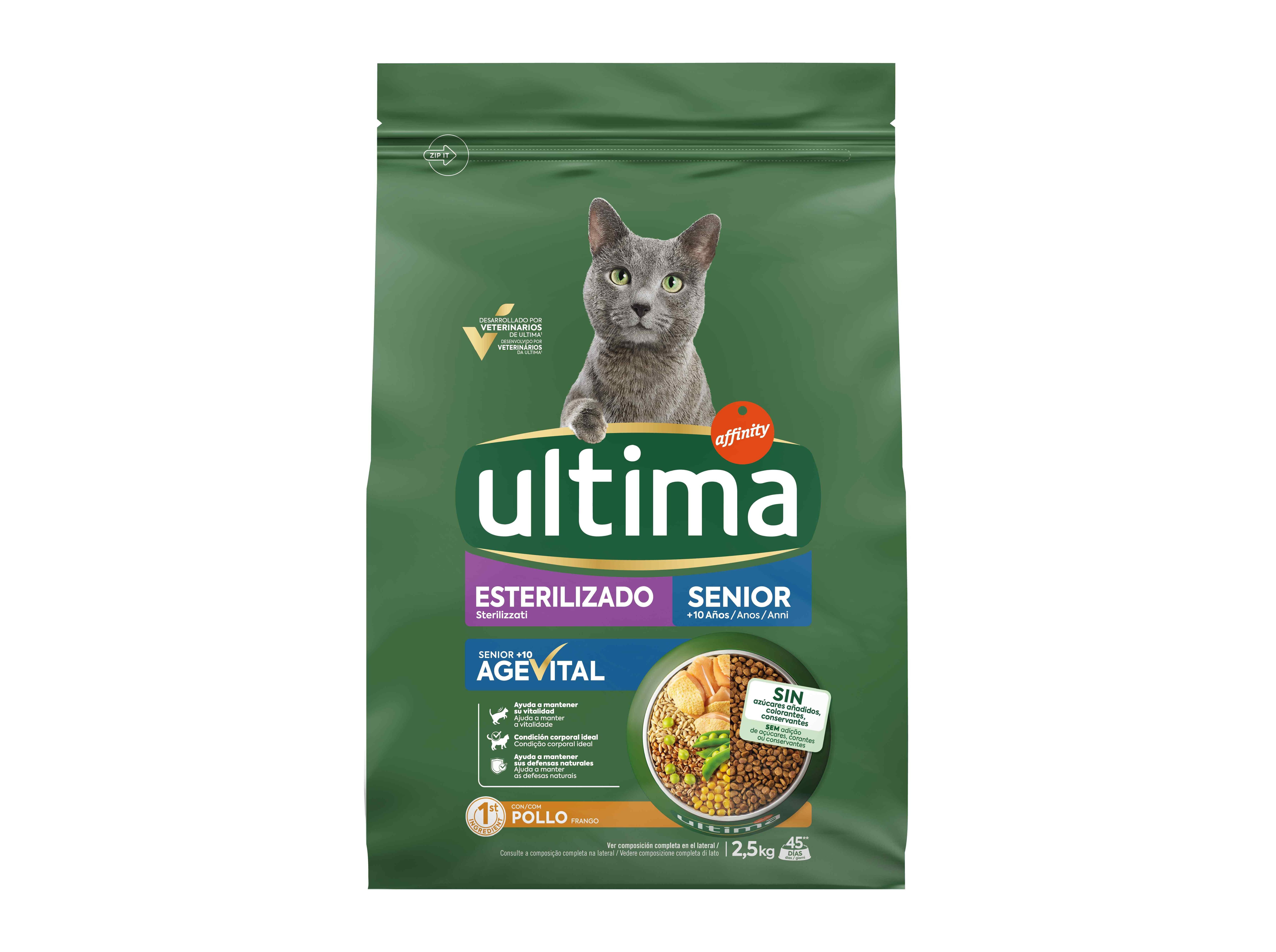 RA&Ccedil;&Atilde;O PARA GATO ULTIMA ESTERILIZADO S&Eacute;NIOR 2.5KG