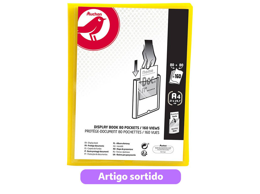 PORTF&Oacute;LIO AUCHAN A4 80+80 BOLSAS CORES SORTIDAS image number 1