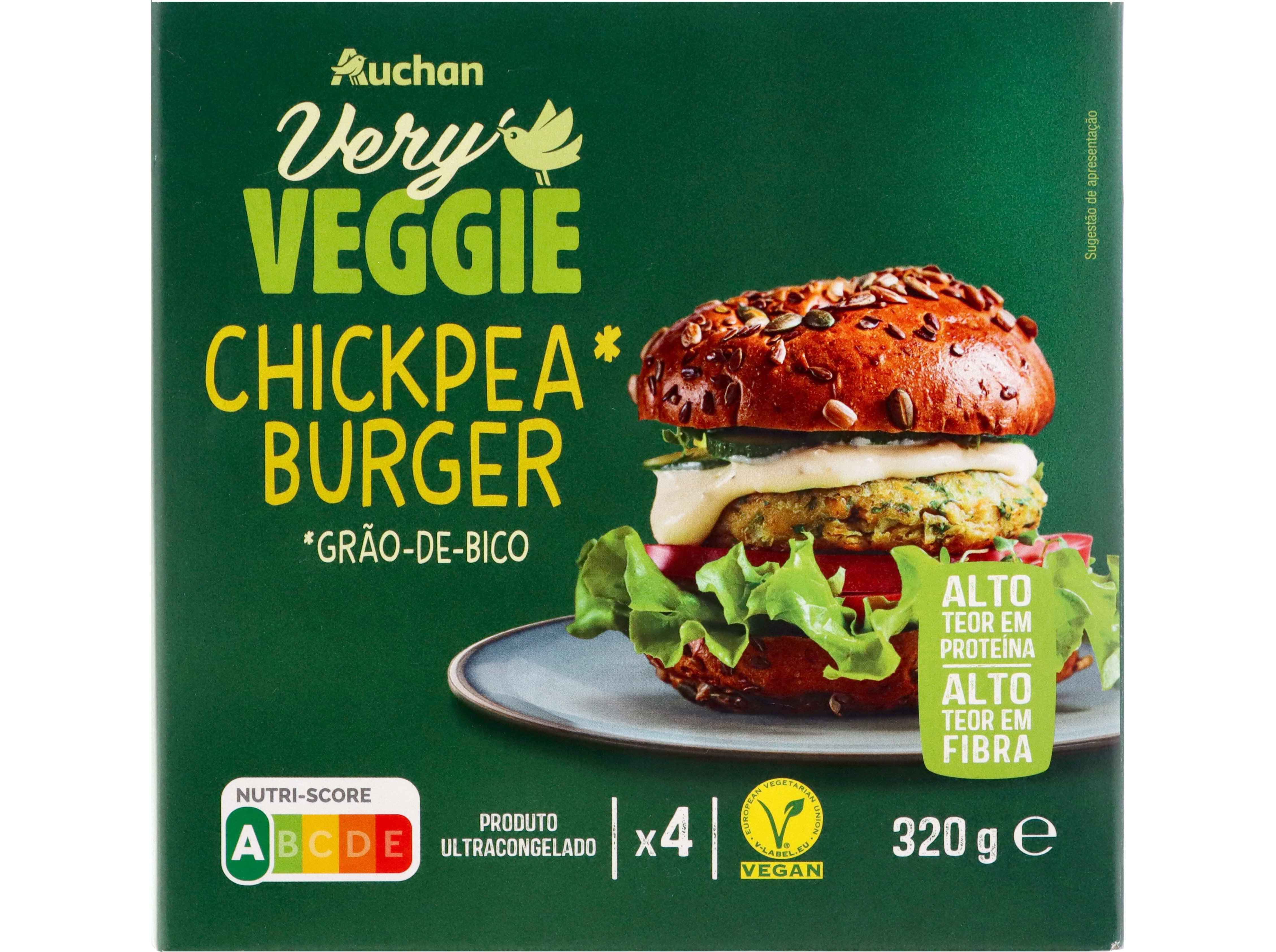 VEGAN CHICKPEA BURGER AUCHAN VERY VEGGIE GR&Atilde;O-DE-BICO 4UN 320G image number 0