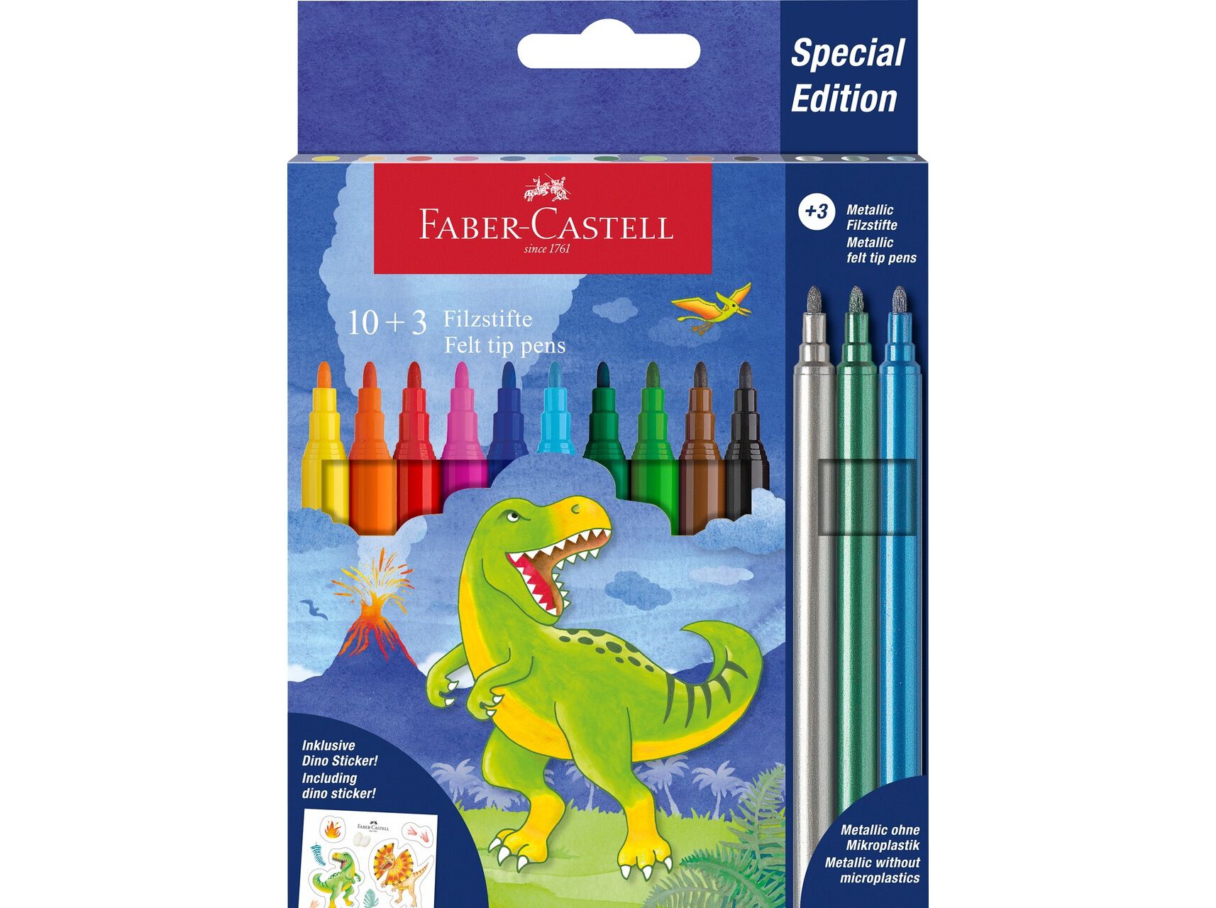 MARCADORES COLORIR FABER-CASTELL DINO 10+3 UNIDADES