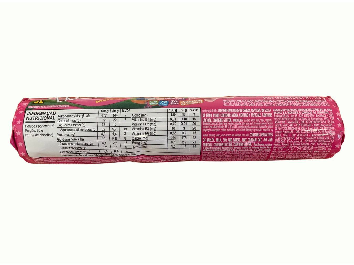 BISCOITO RECHEADO VITARELLA TRELOSO MORANGO 120G image number 1