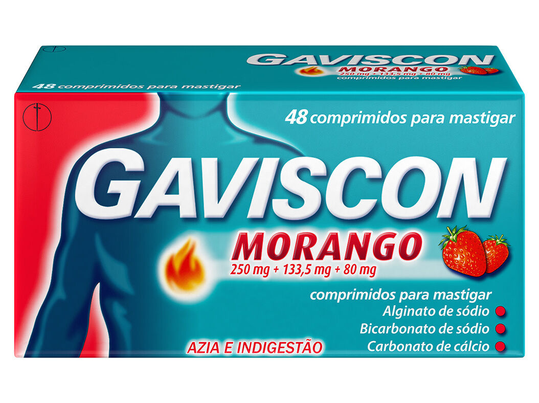 COMPRIMIDOS MASTIGAR GAVISCON 250+133.5+80MG MORANGO 48UN
