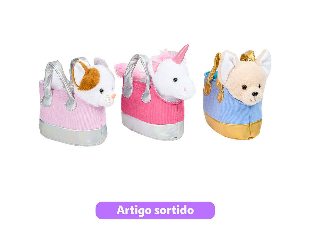 PELUCHE ONE TWO FUN COM SACO TRANSPORTE 25CM MODELOS SORTIDOS image number 0