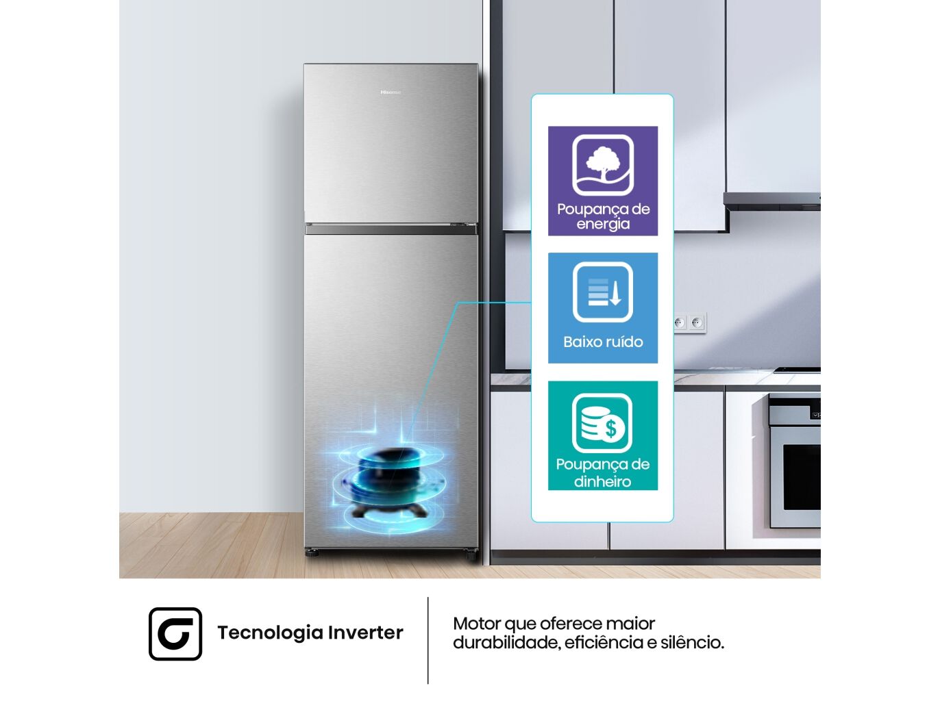 FRIGOR&Iacute;FICO 2 PORTAS HISENSE RT422N4ACE E LOOK INOX TOTAL NO FROST 325L image number 7