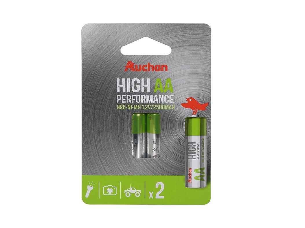 PACK 2 PILHAS RECARREG&Aacute;VEL HR6 AUCHAN PREMIUM AA 2500MAH image number 0