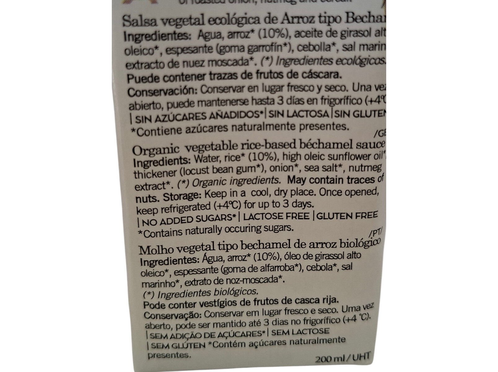 MOLHO BIO AMAND&Iacute;N BECHAMEL ARROZ 200ML image number 1