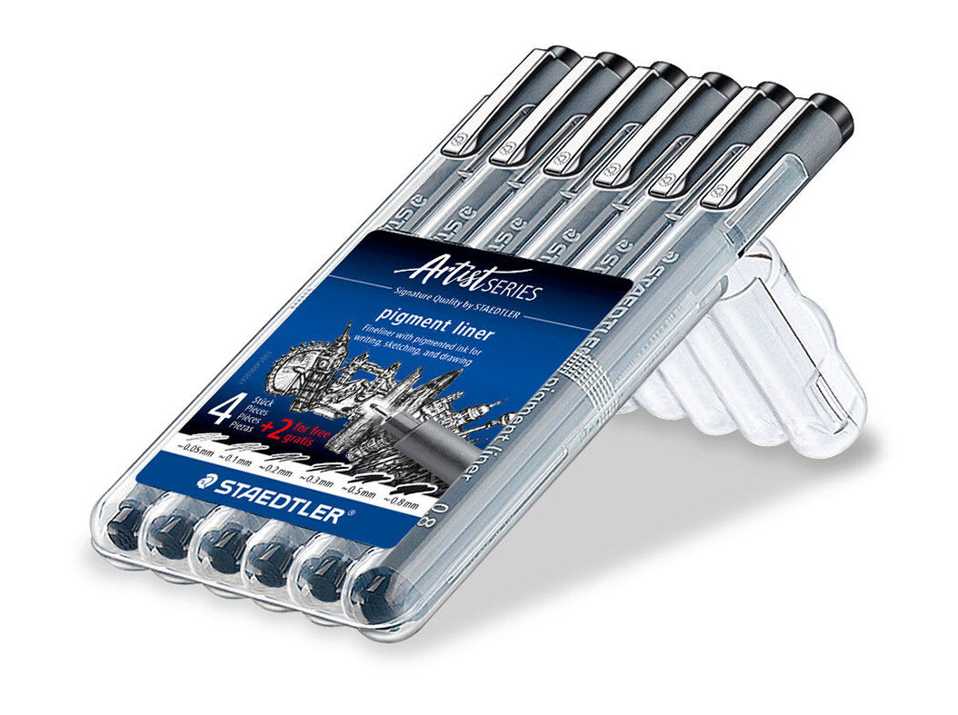 CANETA PIGMENT STAEDTLER LINER CALIBRADOS PACK 4+2 UNIDADES image number 0