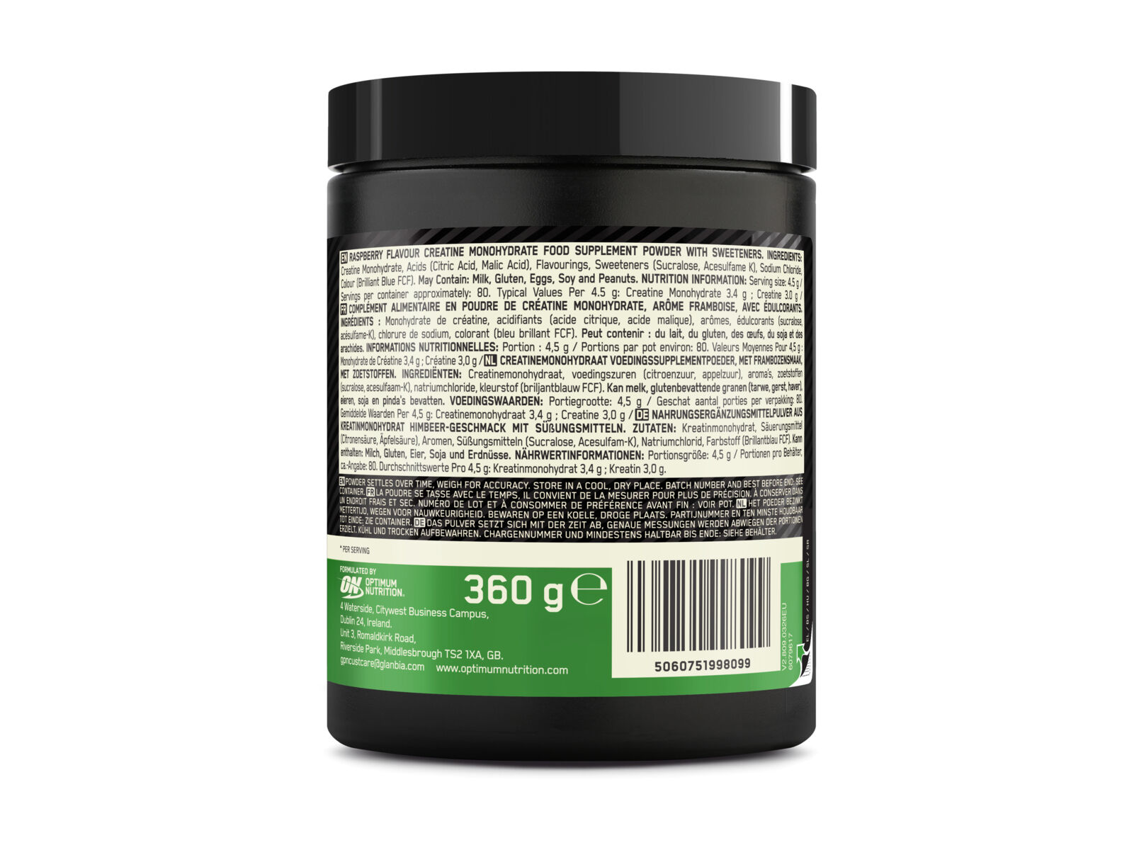 CREATINA OPTIMUM NUTRITION MICRONIZADA FRAMB. AZUL 360G image number 1