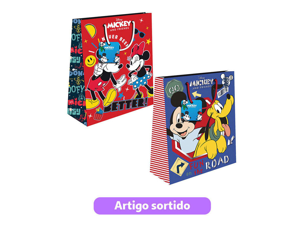 SACO EMBRULHO MICKEY&MINNIE GRANDE 33X45X10CM MODELOS SORTIDOS