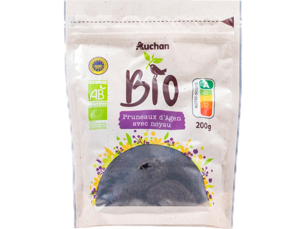 AMEIXAS AUCHAN D'AGEN BIO SECAS COM CARO&Ccedil;O 200G