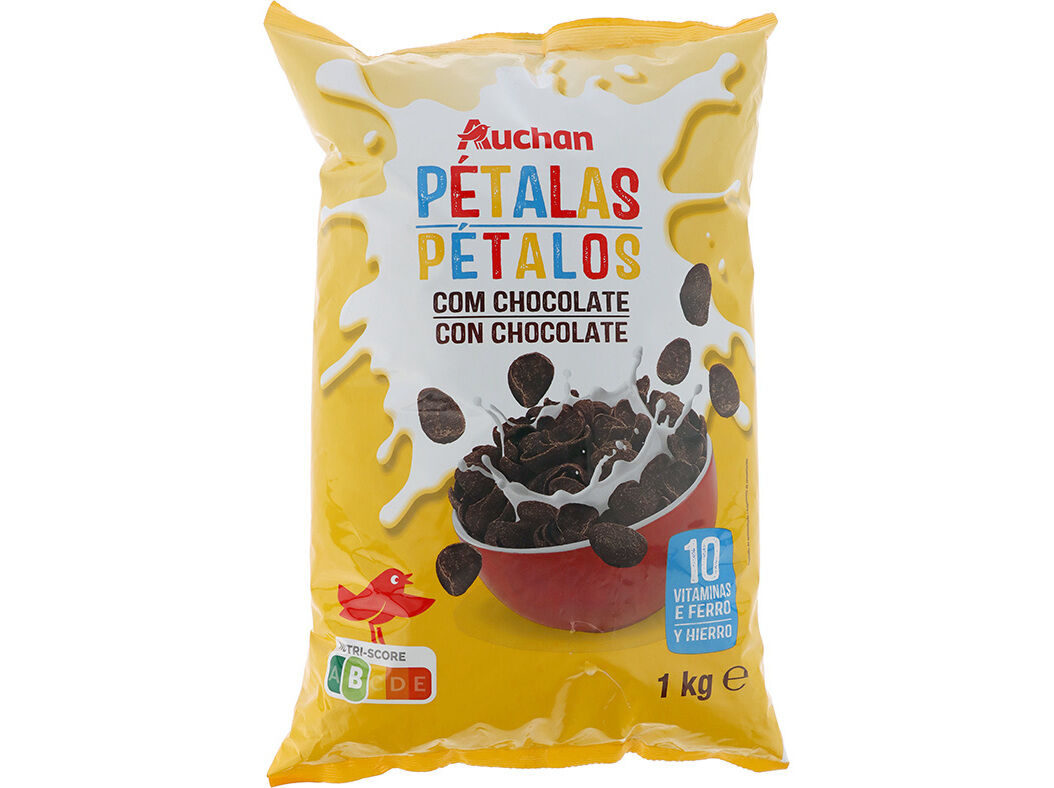 CEREAIS P&Eacute;TALAS AUCHAN COM CHOCOLATE 1KG