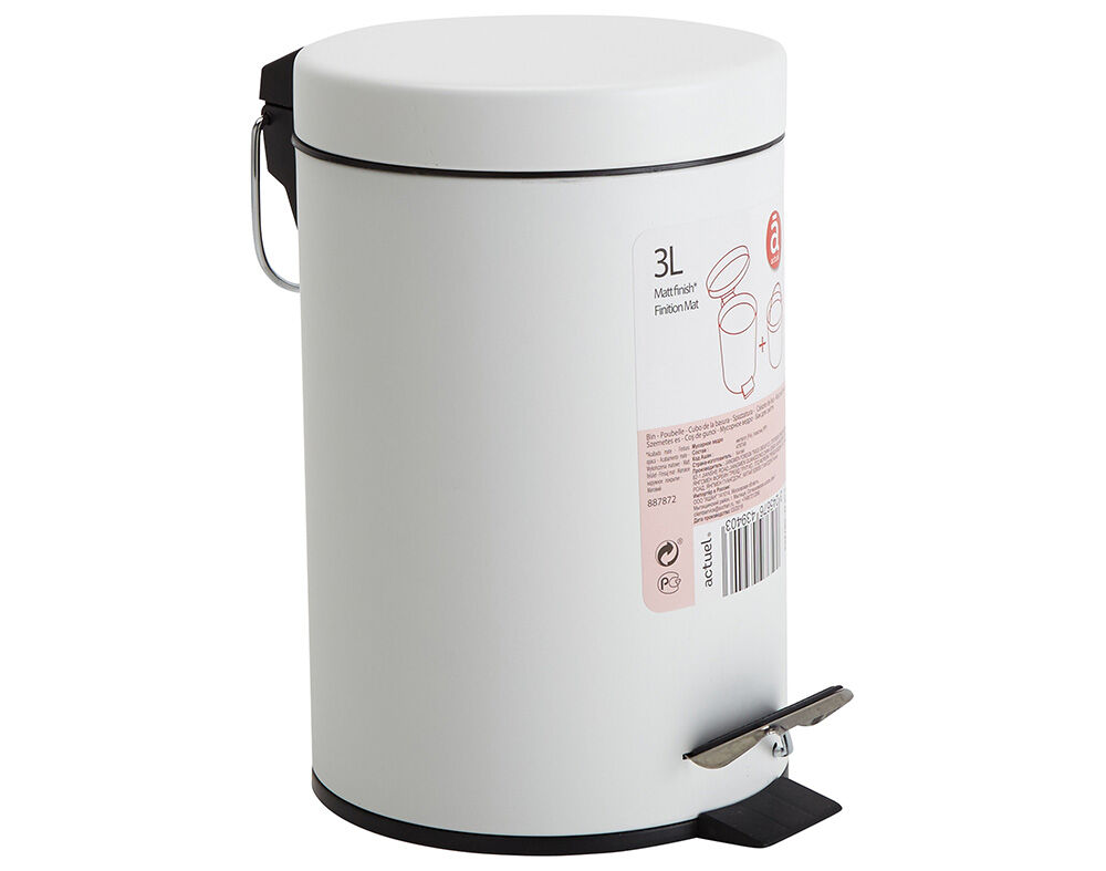 BALDE PARA WC REDONDO ACTUEL METAL BRANCO 3L