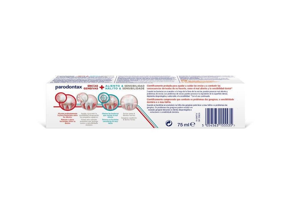 PASTA DENT&Iacute;FRICA PARODONTAX GENGIVAS H&Aacute;LITO SENSIBILIDADE BRANQUEADORA 75ML image number 1