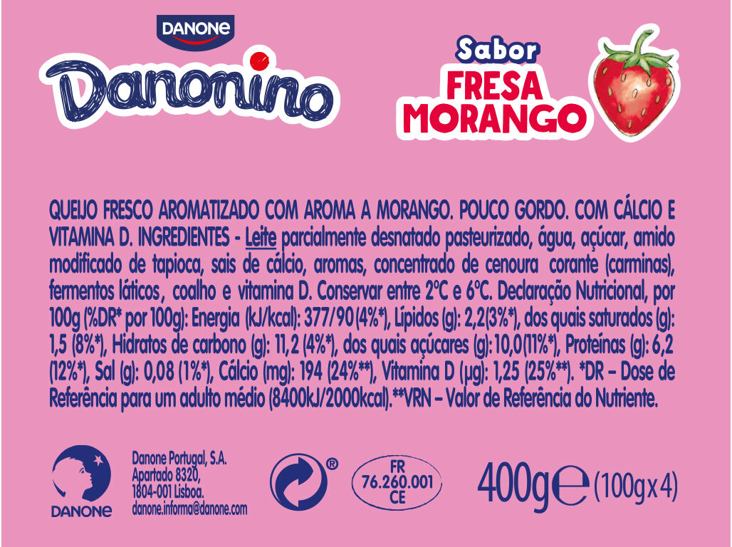 IOGURTE INFANTIL DANONINO MAXI MORANGO 4X100G image number 1