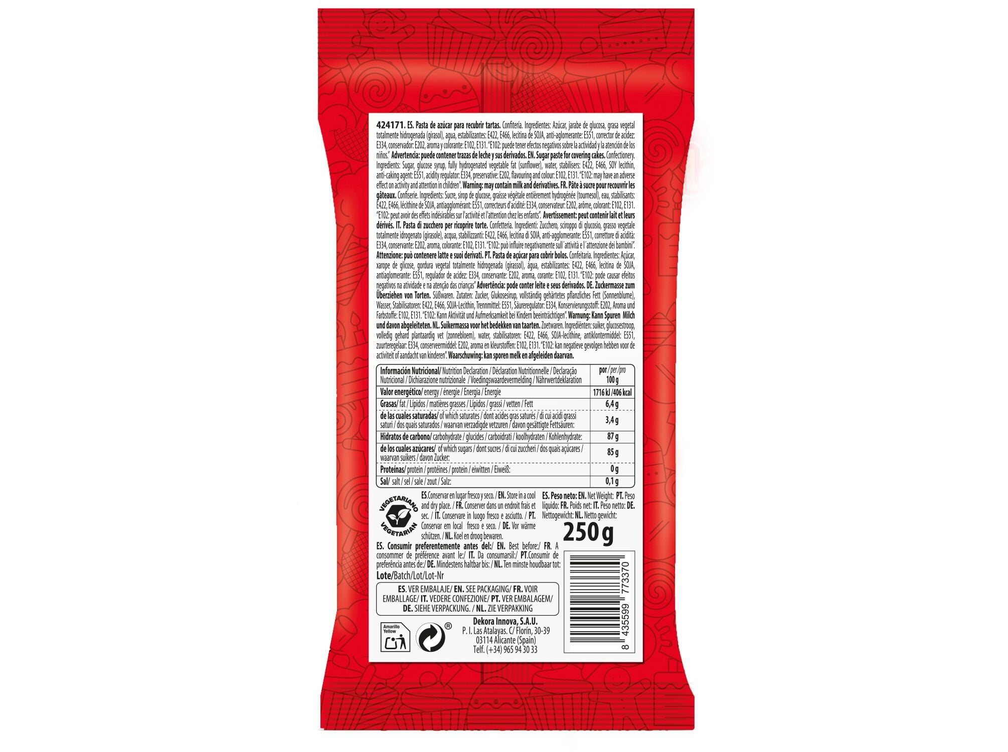 PASTA DE A&Ccedil;UCAR DEKORA VERDE PRIMAVERA 250G image number 1