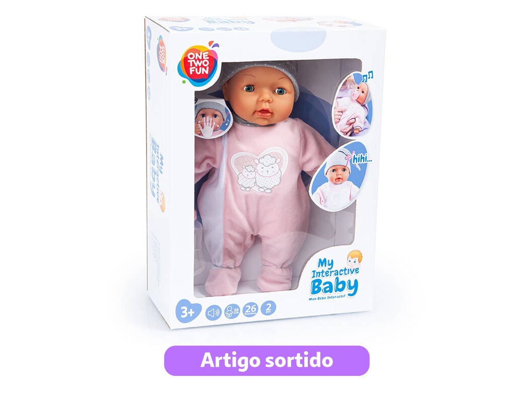 BONECO BEB&Eacute; ONE TWO FUN INTERACTIVO 26 FUN&Ccedil;&Otilde;ES 38CM MODELOS SORTIDOS image number 0
