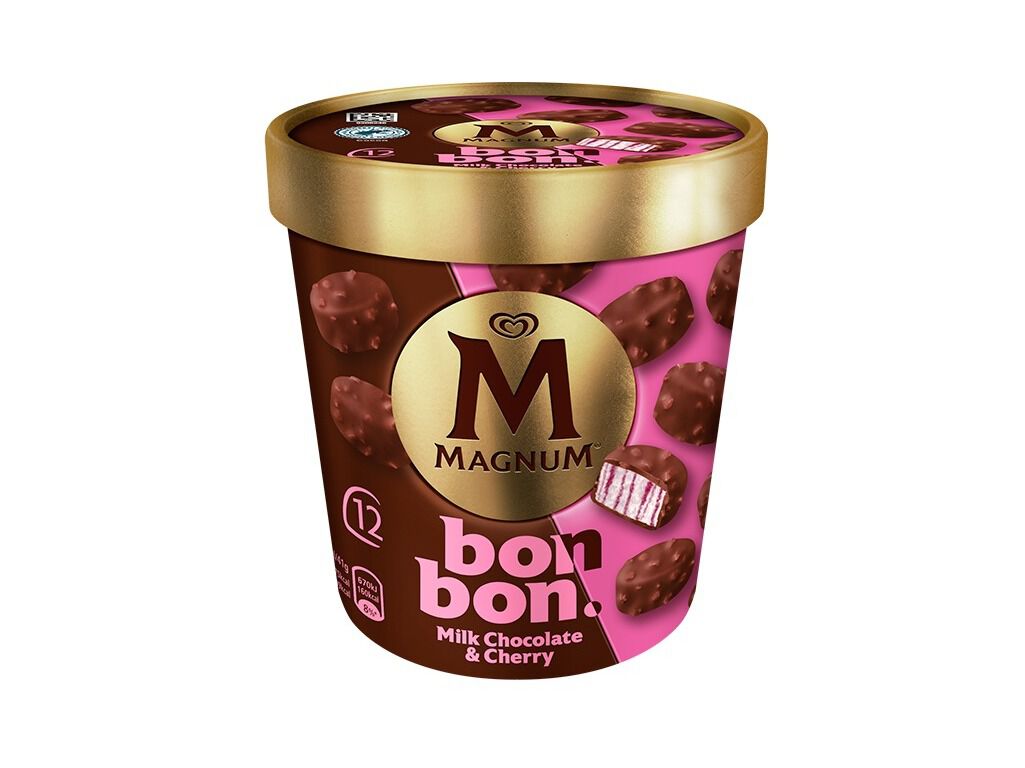 GELADO MAGNUM BOMBONS CHOCOLATE BRANCO E CEREJA 12X17ML