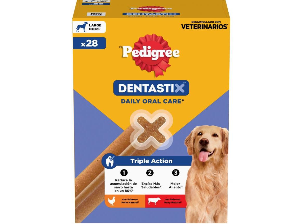 SNACK PARA C&Atilde;O DENTASTIX PEDIGREE RA&Ccedil;A GRANDE 1.08KG 28 UNIDADES image number 0