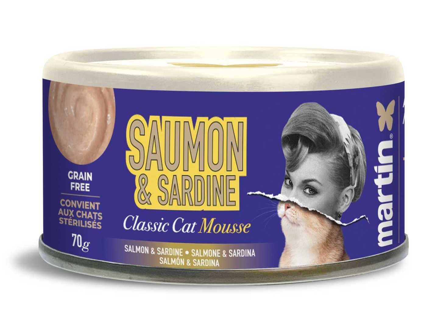 COMIDA H&Uacute;MIDA MARTIN SELLIER GATO MOUSSE SALM&Atilde;O/SARDINHA 70G image number 1
