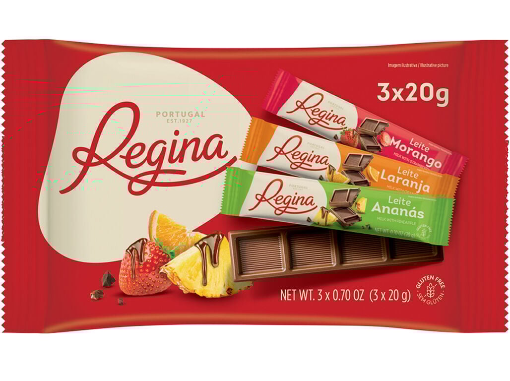 CHOCOLATE LEITE REGINA TRIPACK SABORES FRUTA 3X20G image number 0