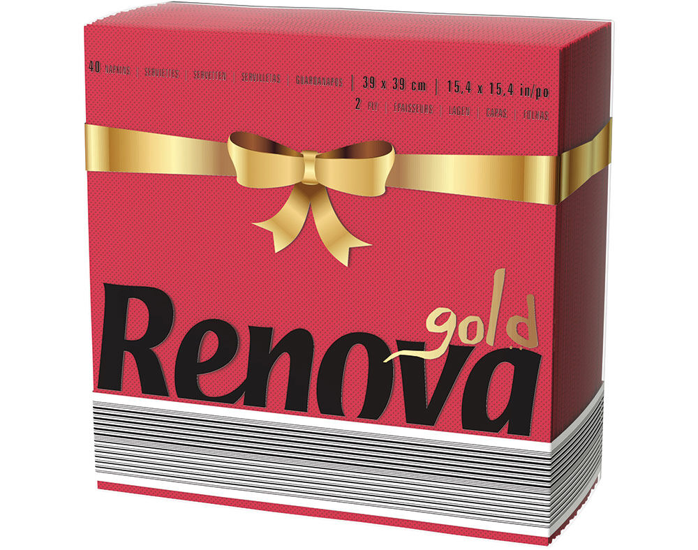 GUARDANAPOS GOLD RENOVA VERMELHO 40UN