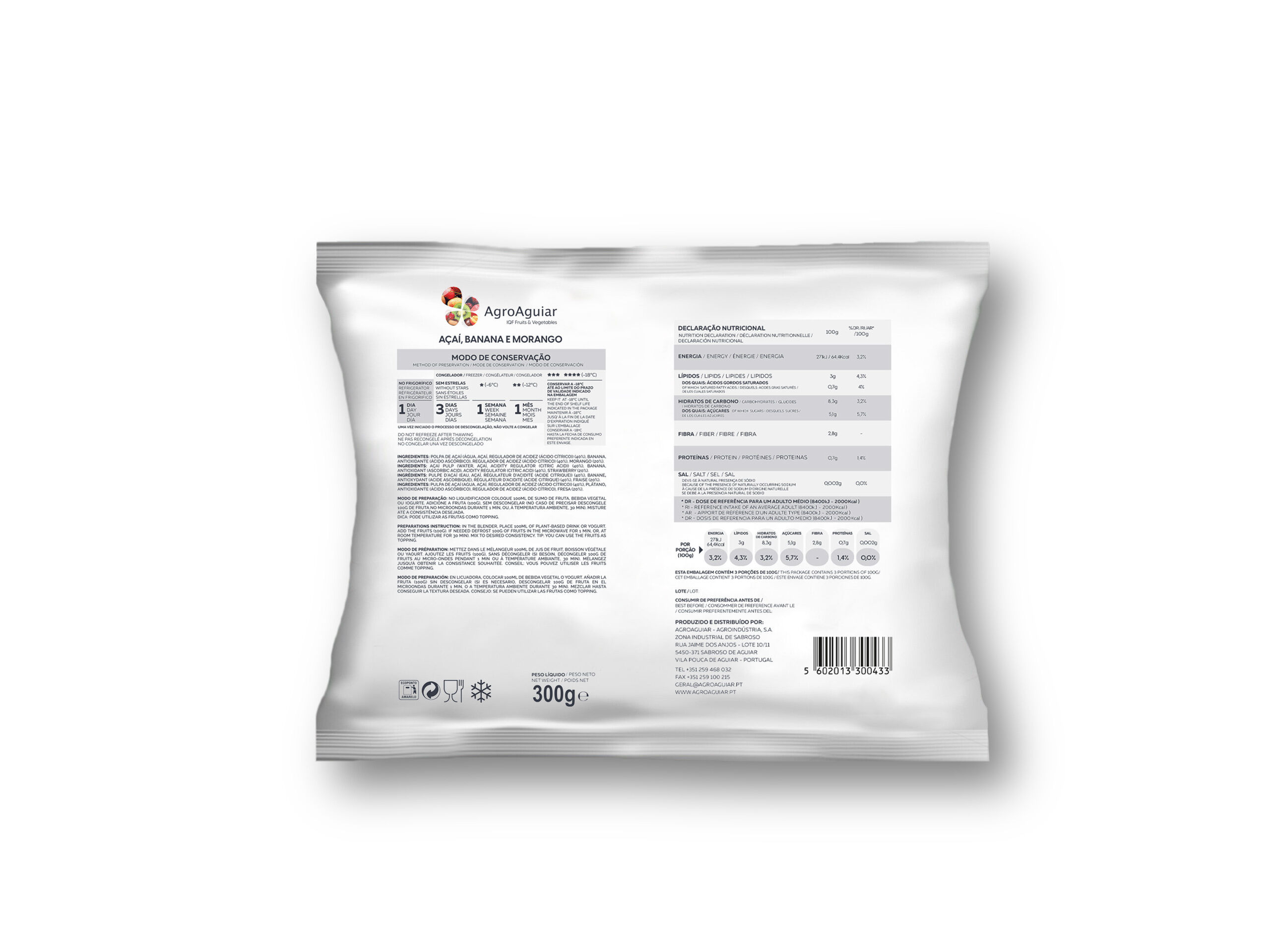 MIX FRUTAS AGROAGUIAR A&Ccedil;AI BANANA MORANGO 300G image number 1