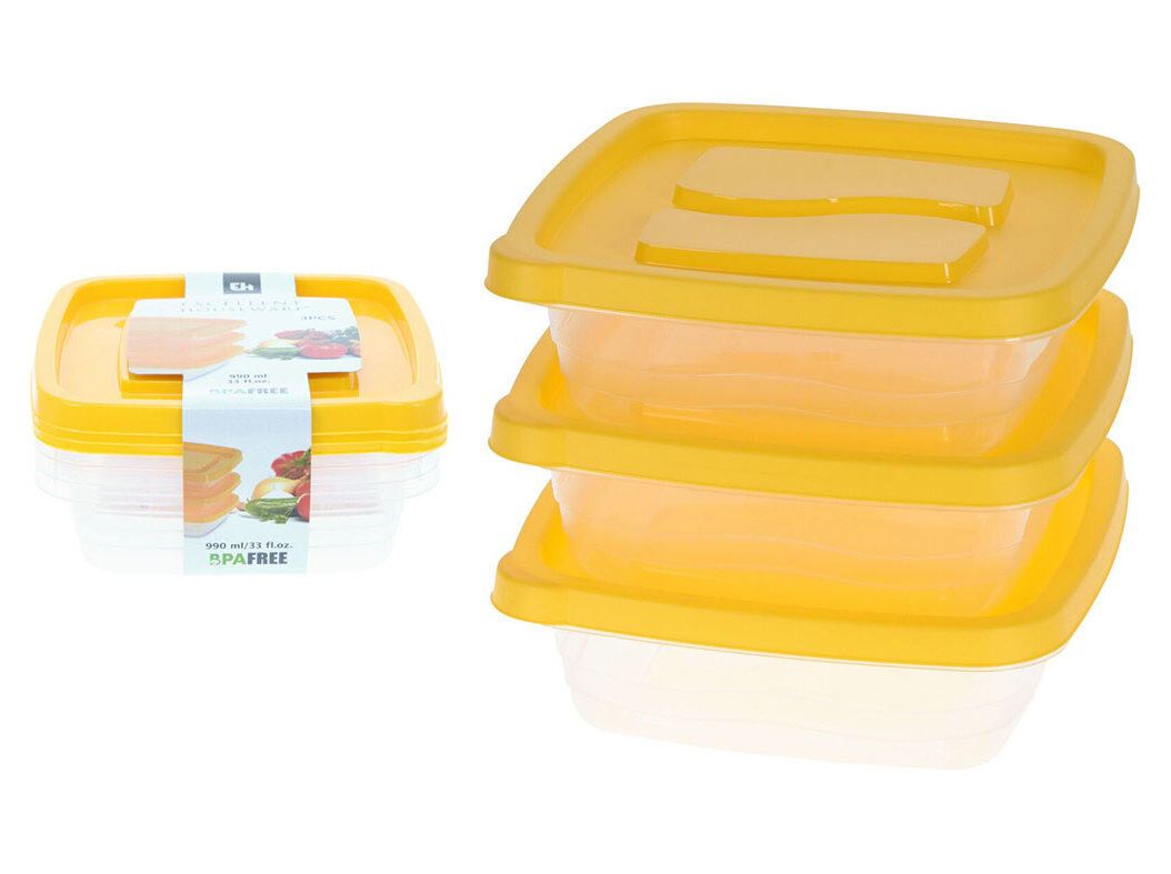 CONJUNTO DE 3 CAIXAS DE ARRUMA&Ccedil;&Atilde;O EH AMARELO 990ML