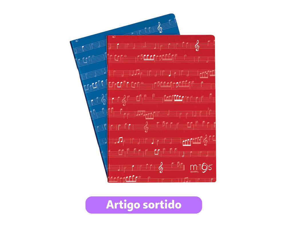 CADERNO DE M&Uacute;SICA AGRAFADO A5 MITOS 60G 20 FOLHAS CORES SORTIDAS image number 0