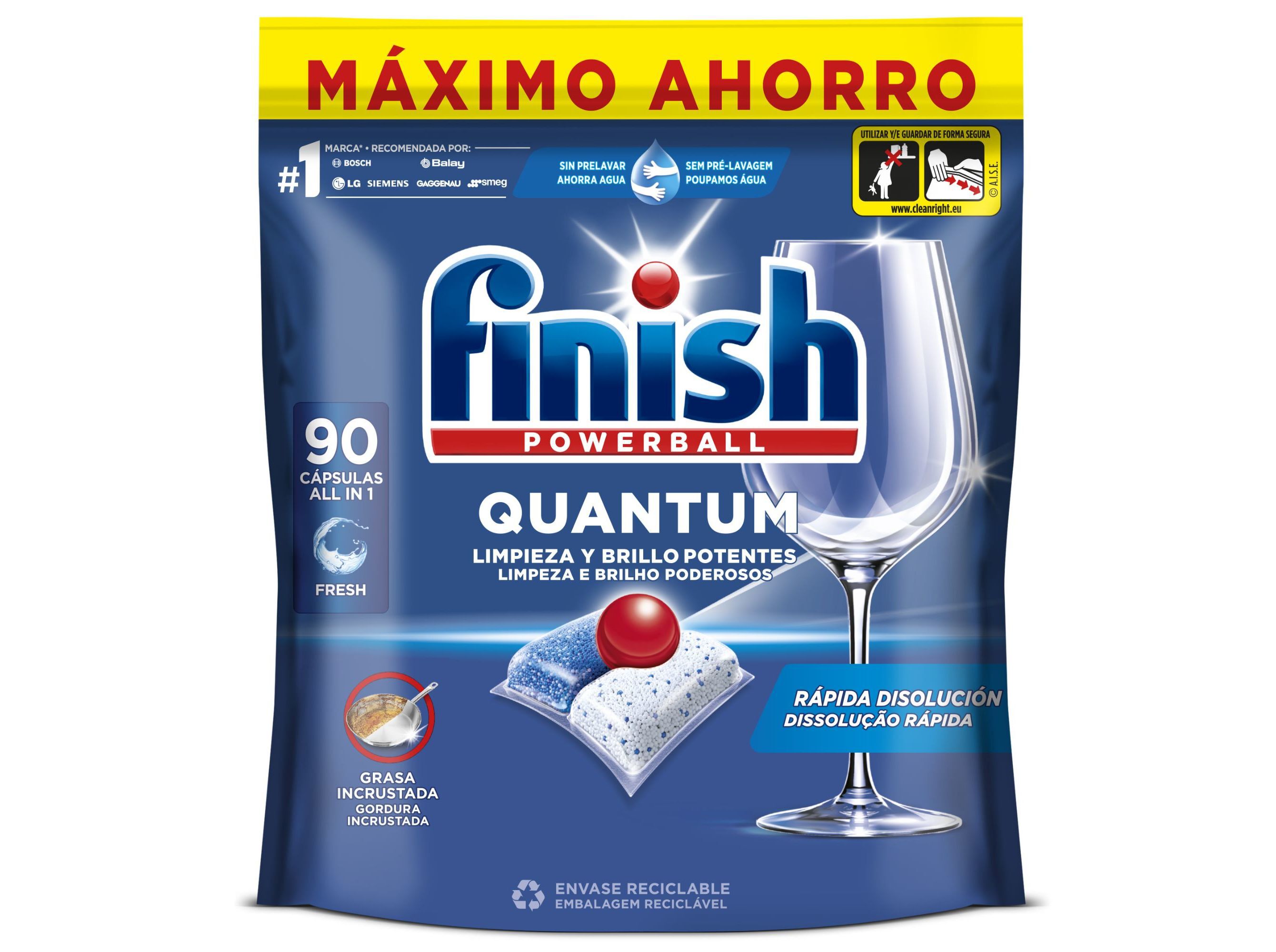DETERGENTE LOI&Ccedil;A M&Aacute;QUINA FINISH QUANTUM REGULAR 90P