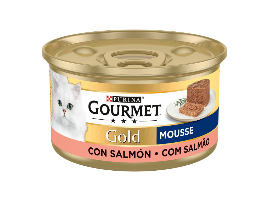 COMIDA H&Uacute;MIDA PARA GATO GOURMET GOLD MOUSSE COM SALM&Atilde;O 85G image number 1