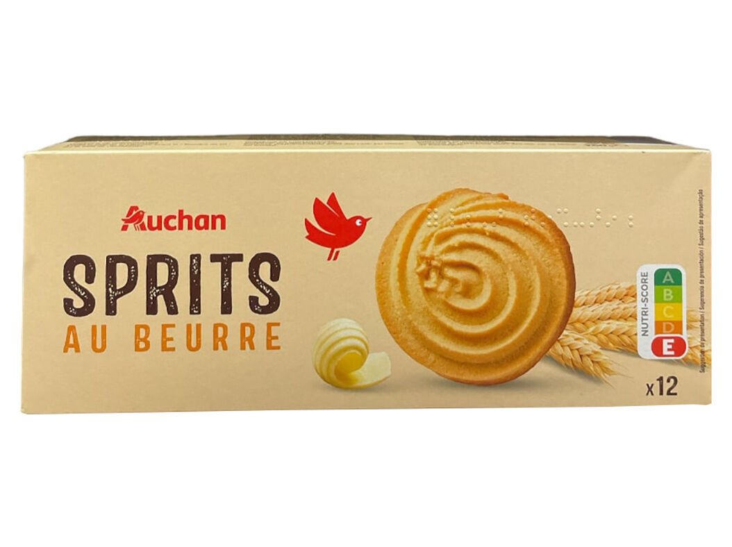 BOLACHA AUCHAN MANTEIGA SPRITS 12UN 250G image number 0