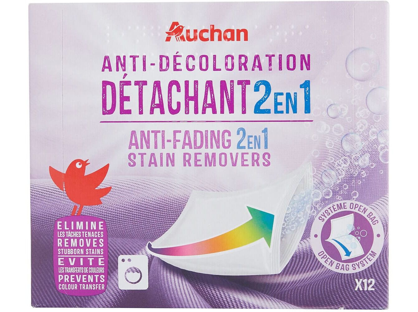 SAQUETAS ROUPA AUCHAN 2EM1 TIRA-N&Oacute;DOAS E ANTI-DESCOLORA&Ccedil;&Atilde;O 12UN image number 0