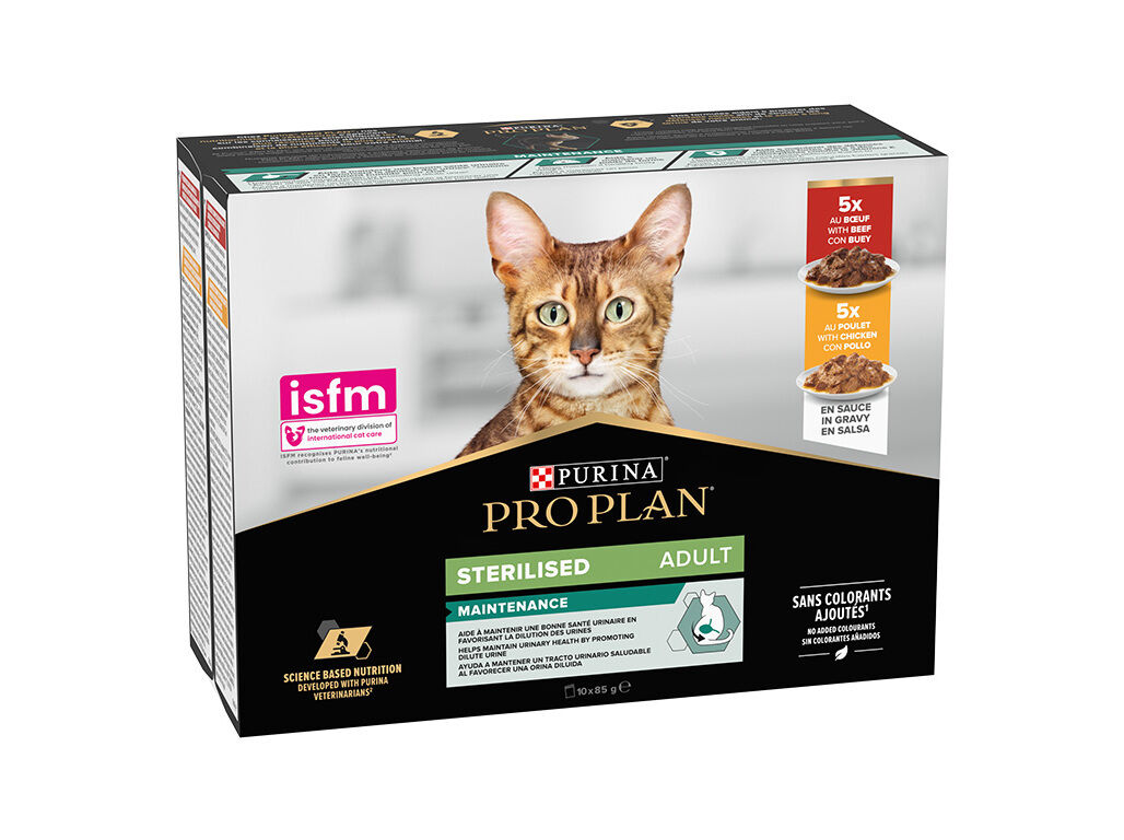 COMIDA H&Atilde;MIDA GATO PRO PLAN ESTERILIZADO VACA/FRANGO 10X85G image number 1