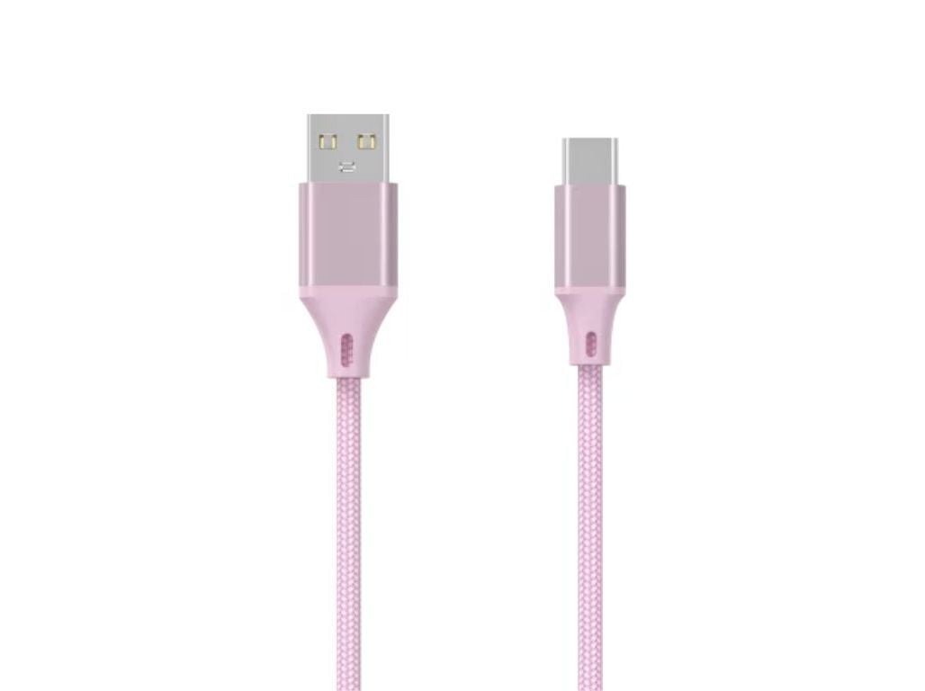 CABO TEXTIL QILIVE 600204589 1M USB-A TO USB-C ROSA image number 1