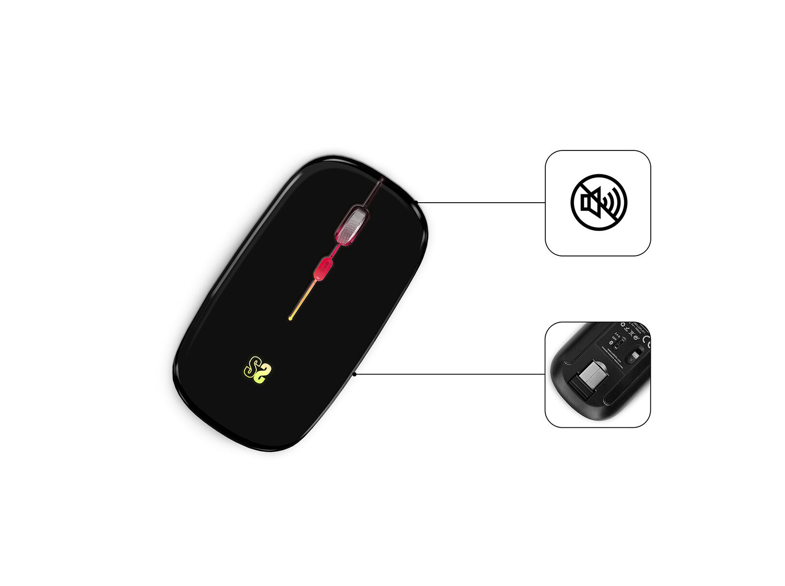 RATOS SEM FIOS SUBBLIM LED DUAL FLAT PRETO image number 2