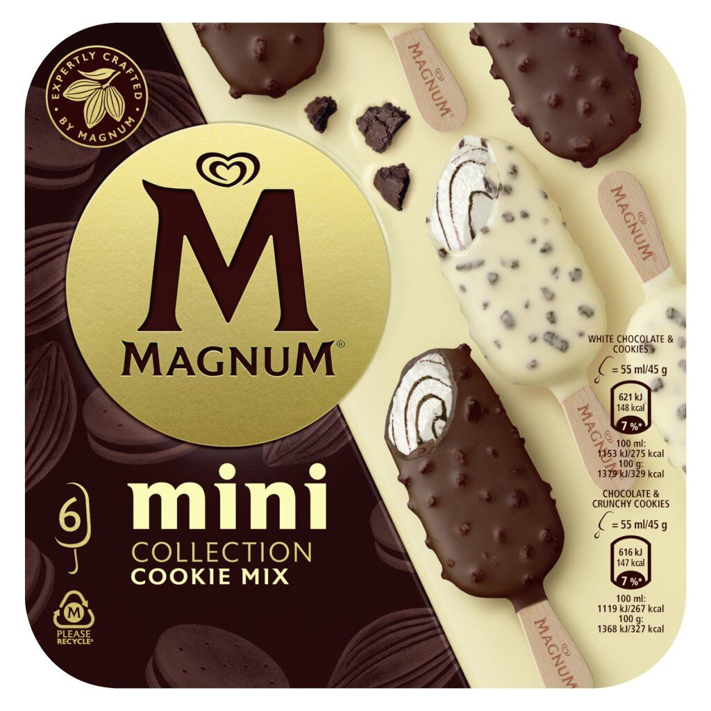 GELADO MAGNUM MINI COOKIE MIX 6X55 ML image number 0