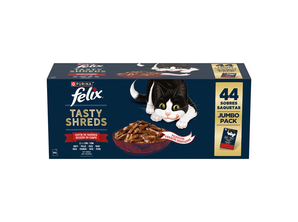 COMIDA H&Uacute;MIDA GATO FELIX TASTY SHREDS 44X85G image number 1