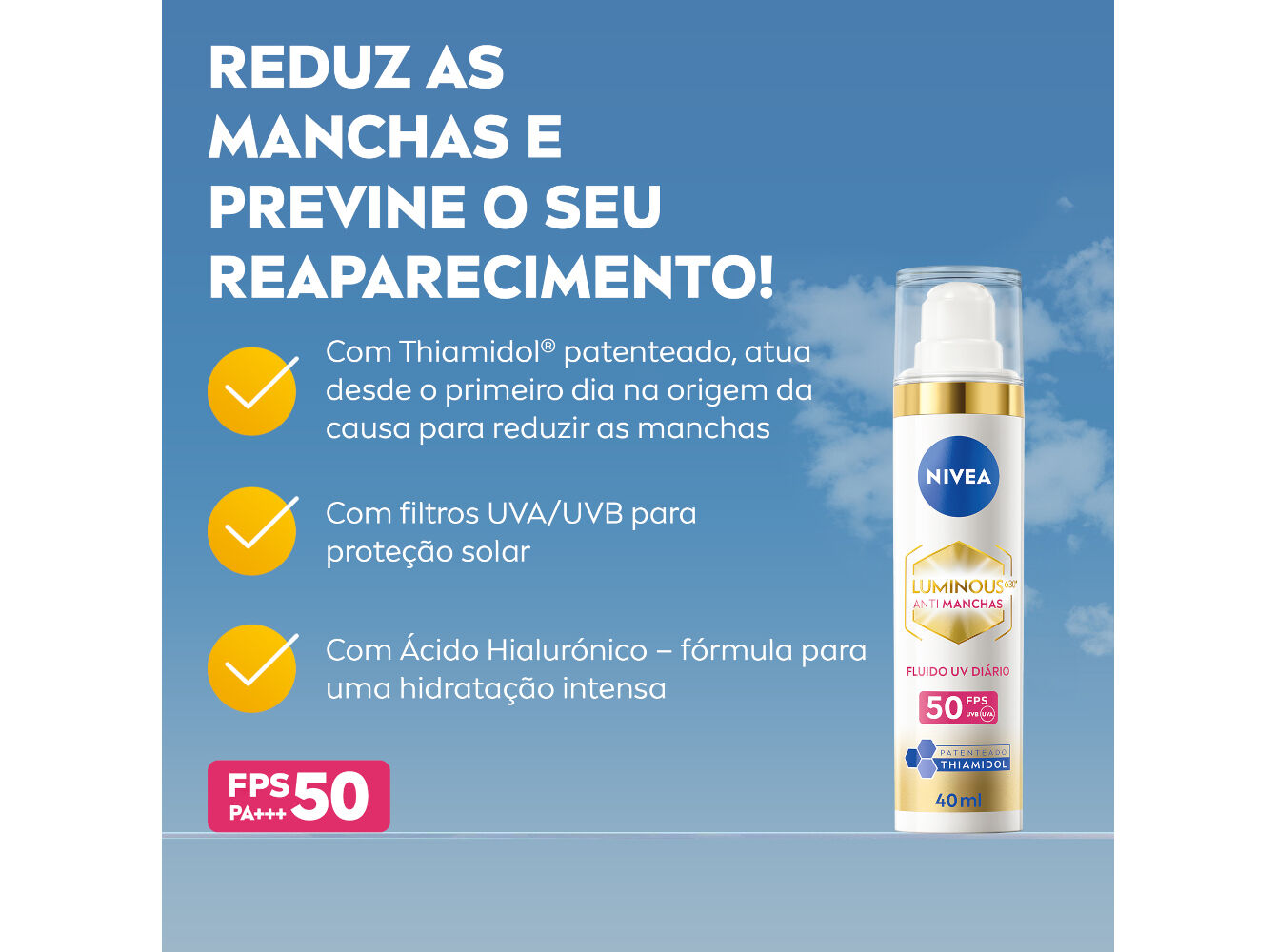 FLUIDO DE ROSTO DE DIA ANTIMANCHAS CELLULAR LUMINOUS 630 FP50 NIVEA 40 ML image number 1