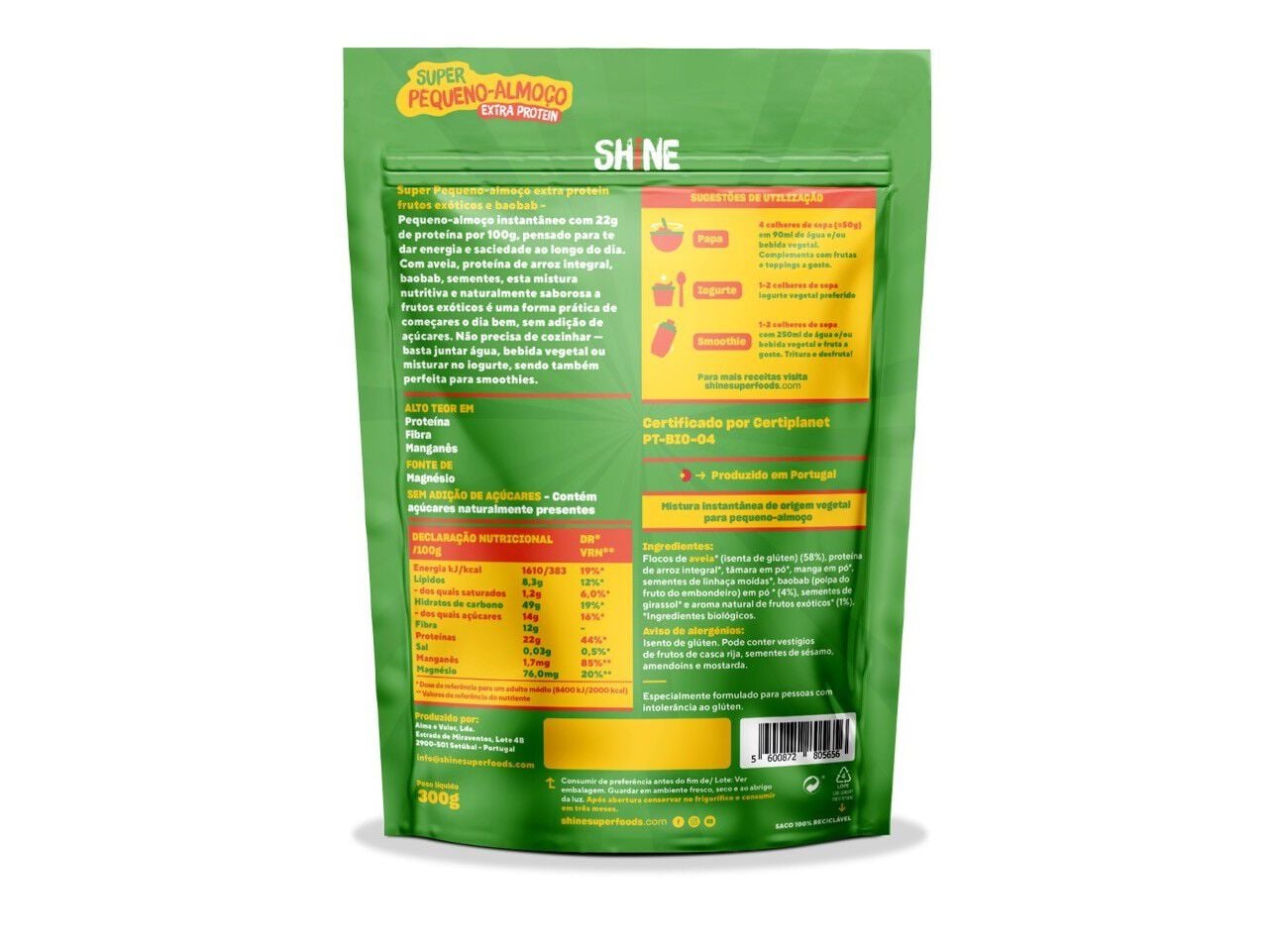 MIX PEQUENO ALMO&Ccedil;O AVEIA SHINE FRUTOS EXOTICOS E BAOBAD EXTRA PROTAIN BIO 300G image number 1