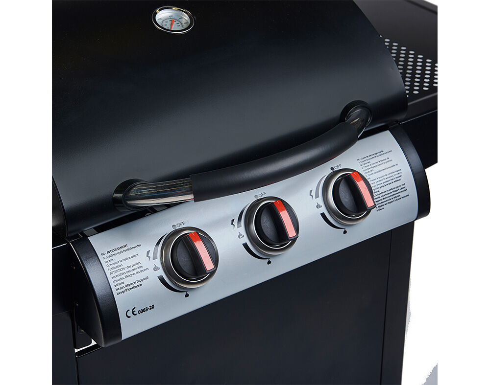 BARBECUE A G&Aacute;S GARDENSTAR COM 3 QUEIMADORES PRETO 110X57X98CM image number 3