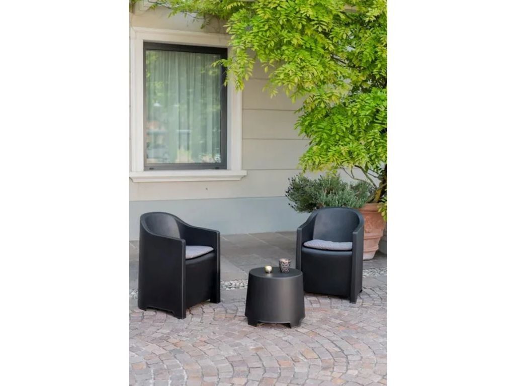 SET LUNA ANTRACITE PROGARDEN ANTRACITE 2 CADEIR&Otilde;ES + MESA APOIO image number 1