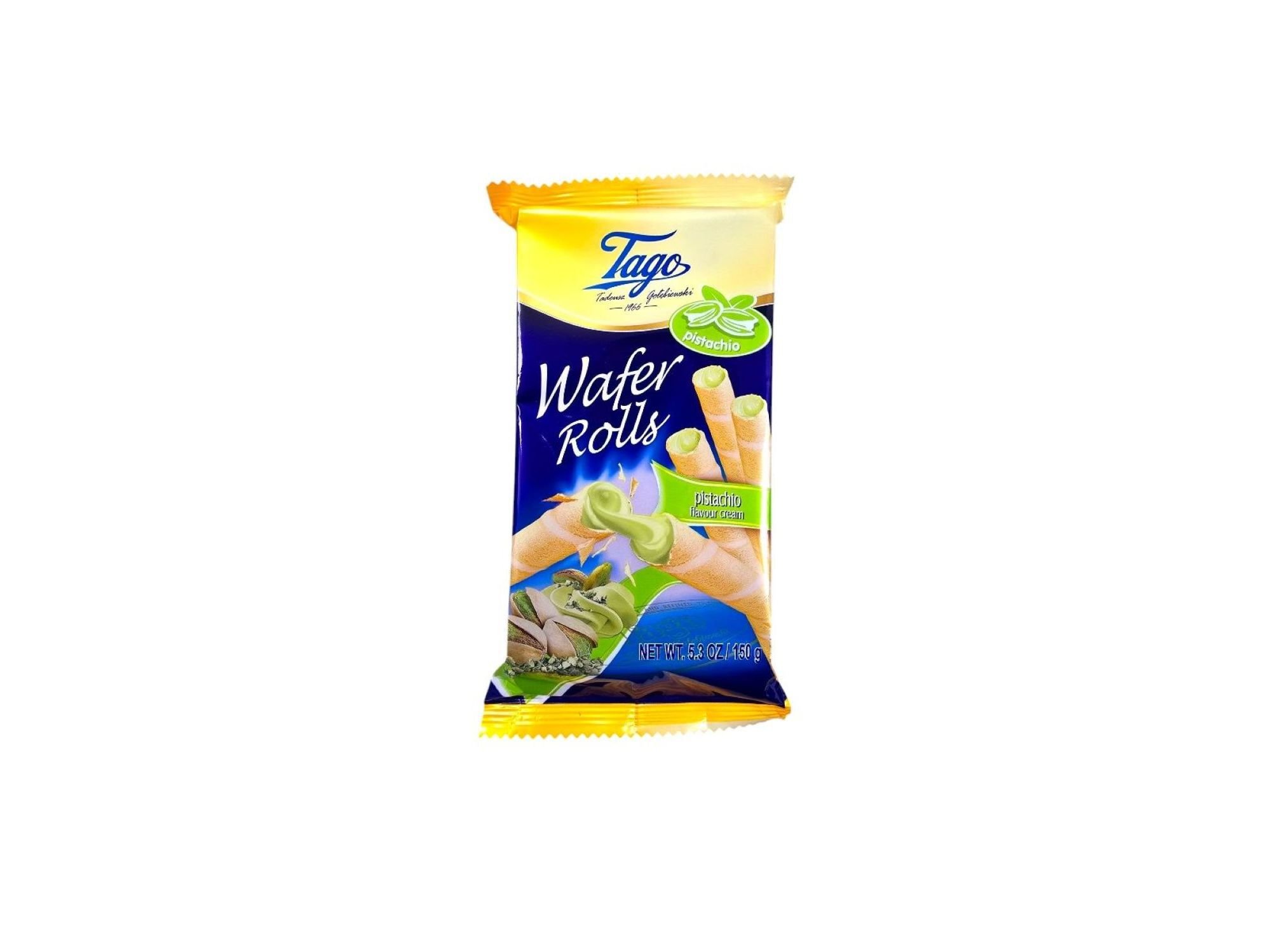 WAFFERS TAGO ROLINHOS COM PISTACHO 150G image number 0