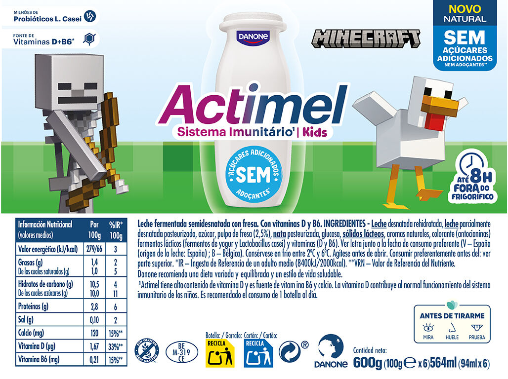IOGURTE INFANTIL ACTIMEL NATURAL NAS 6X100G image number 1
