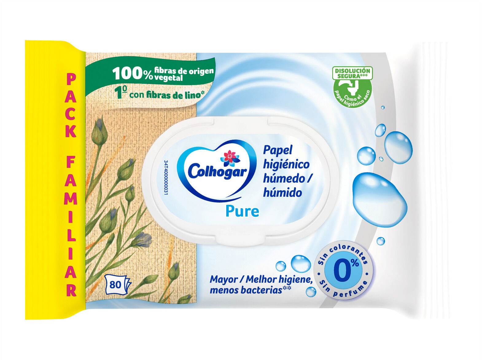 PAPEL HIGI&Eacute;NICO COLHOGAR H&Uacute;MIDO PURE 80UN image number 5