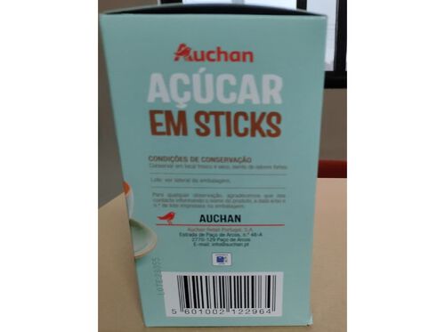 AÇUCAR BRANCO AUCHAN STICKS 200 UN 800G image number 1