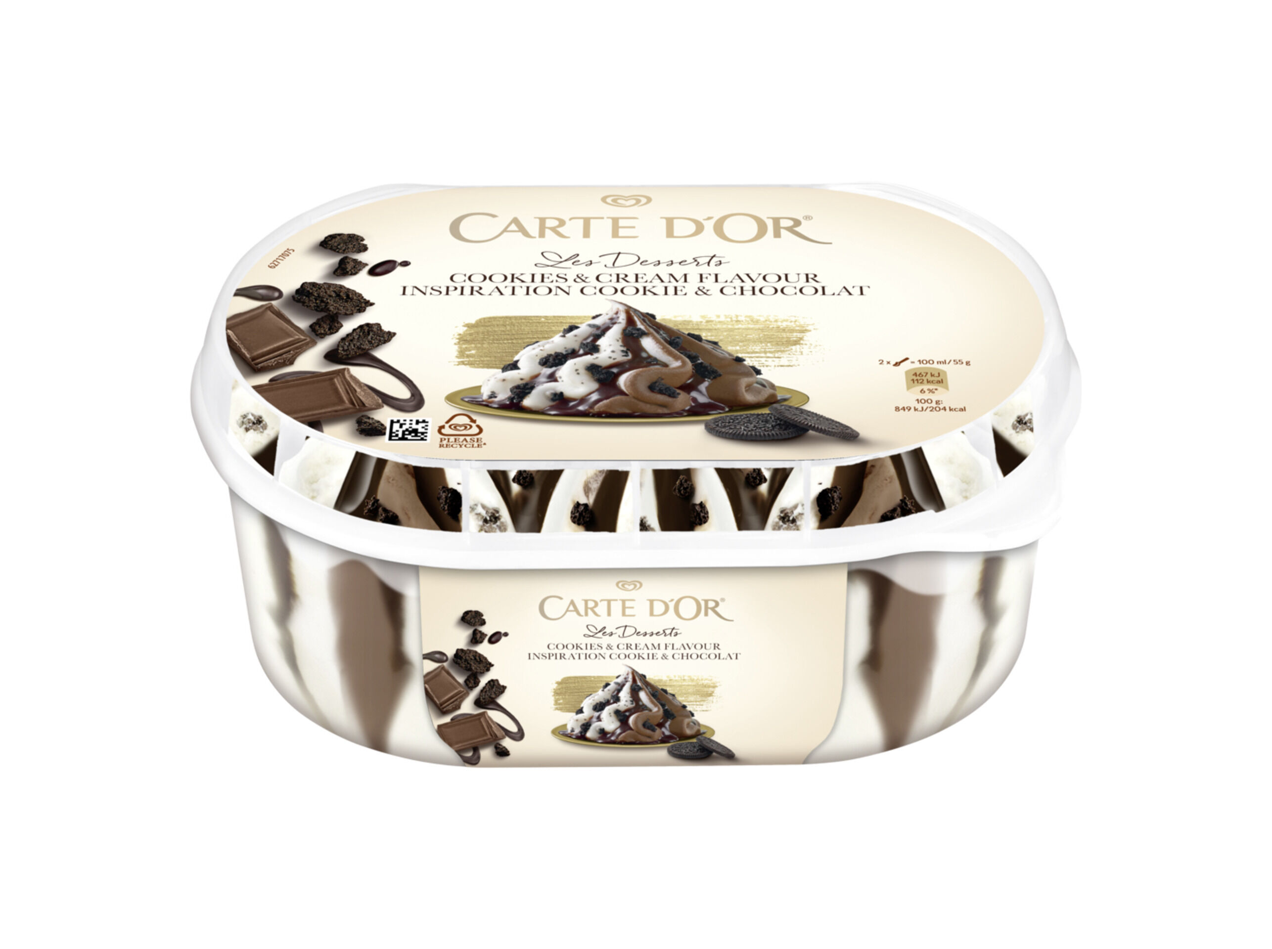 GELADO CARTE D'OR COOKIES & CREAM 825ML image number 0