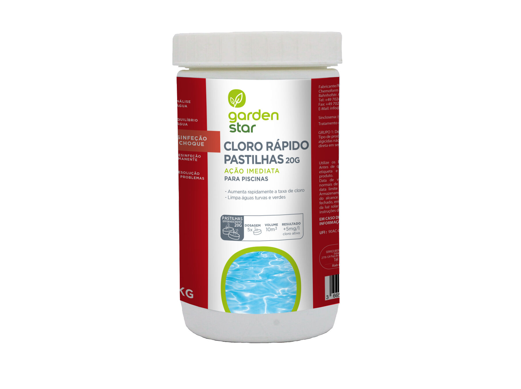 CLORO R&Aacute;PIDO GARDENSTAR PASTILHAS 20G 1KG image number 0
