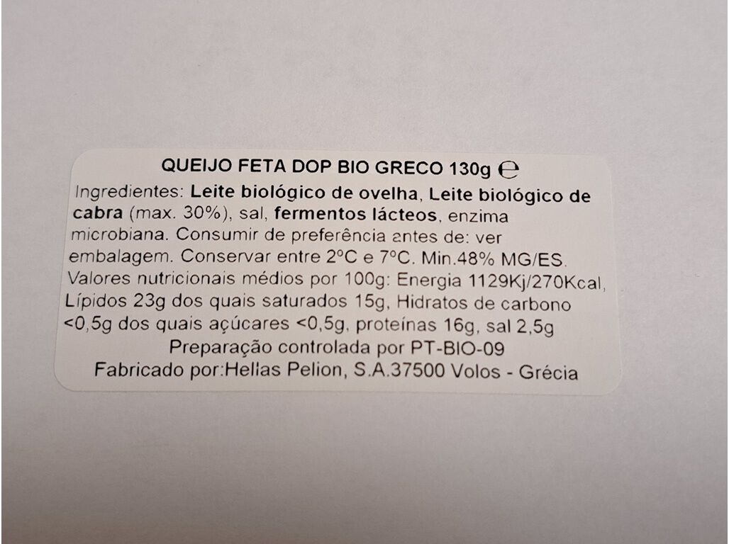 QUEIJO FETA DOP GRECO BIO 130G image number 1