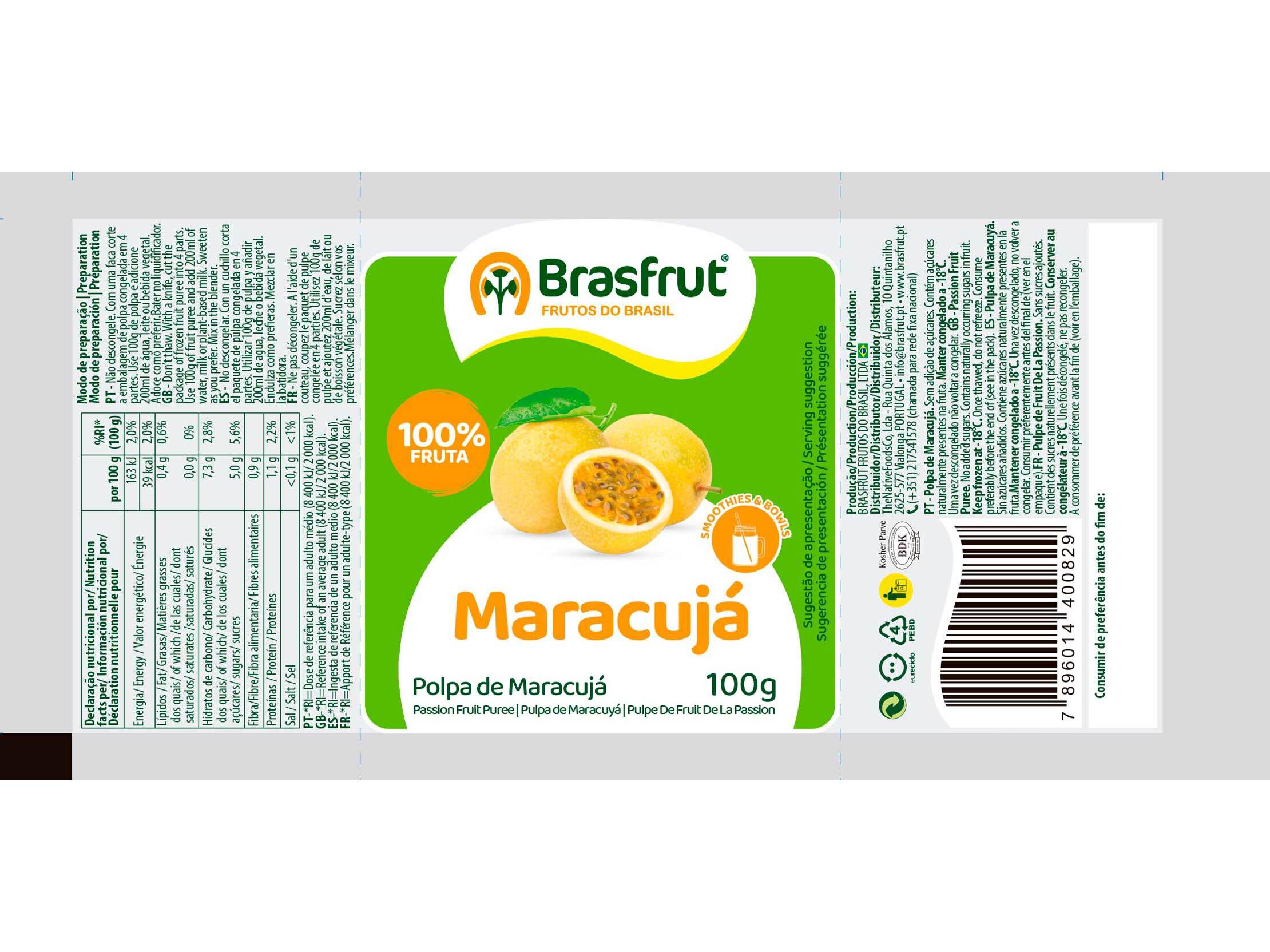 POLPA BRASFRUT DE FRUTA MARACUJ&Aacute; 100G image number 1